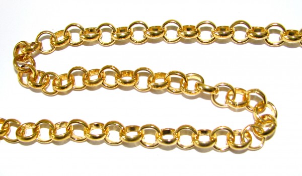 Pea chain 6x2 mm – link chain – color: Gold – 1 meter