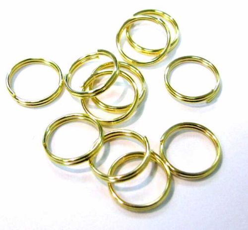 Split rings / snap rings 10x0,7 mm – 17 pieces gold-coloured