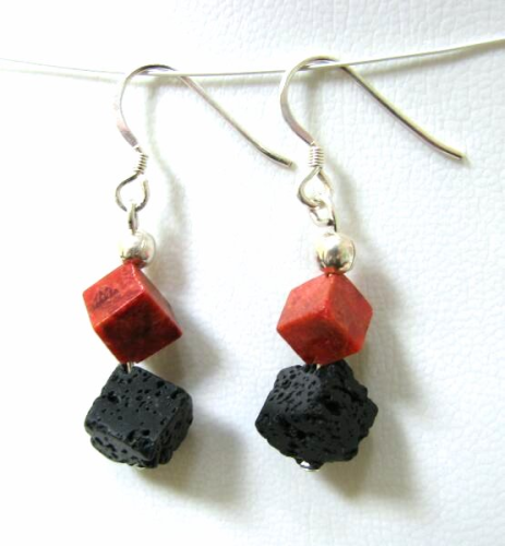 Earrings lava – coral -925s silver