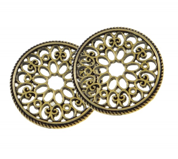 Disc with filigree pattern 31,5 mm – color: Antique gold – 1 pcs.