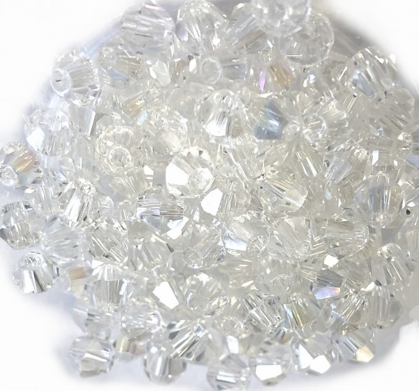 Bicone crystal 4mm - 100 pieces in zip bag - crystal AB shimmer