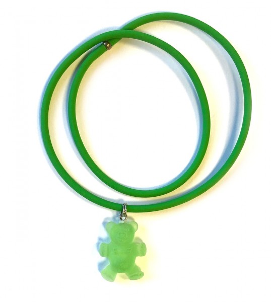 Rubber chain with bear pendant – green