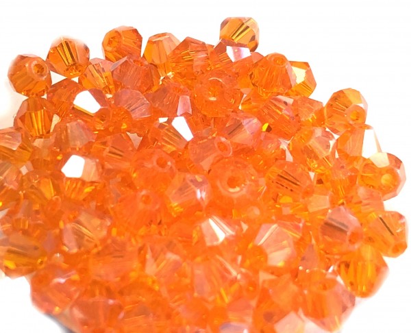 Bicone crystal 4mm - 100 pieces in zip bag - orange shimmer