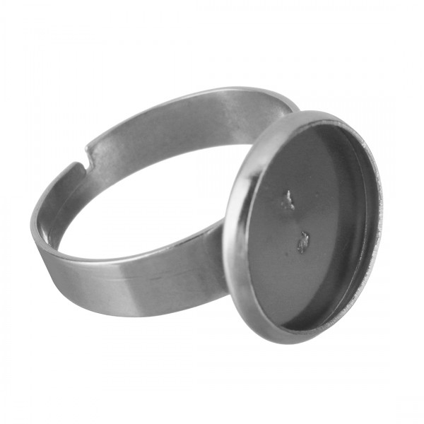 Ring with Cabochon socket – stainless steel – adjustable – for 12 mm Cabochons