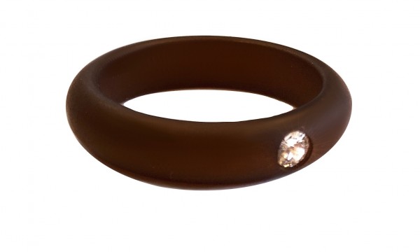 Polaris finger ring with crystal – dark brown