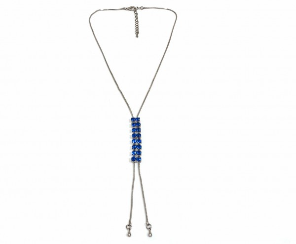 Crystal Collier Bolo saphir – set with Swarovski crystals – 42-48 cm