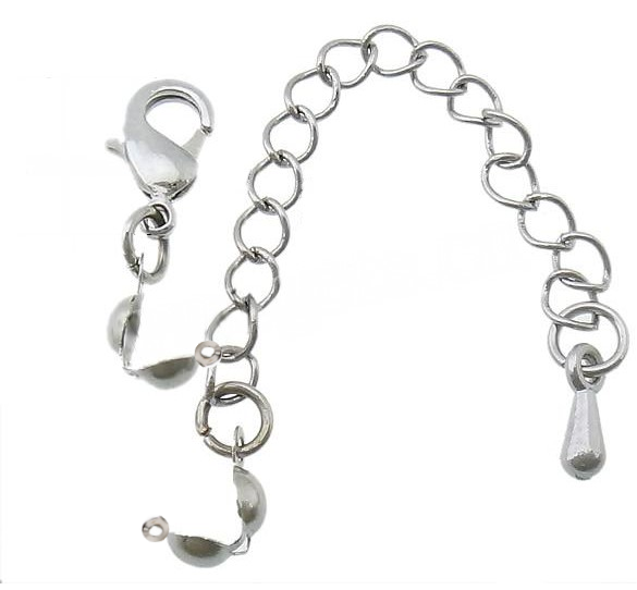 Squeeze top closure with lobster claw clasp + extension – stainless steel