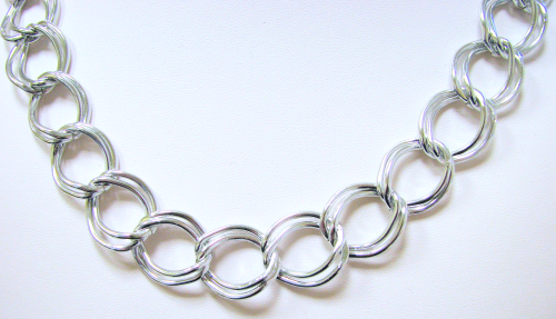 Gliederkette Twin 1 - Aluminium - 16mm breit - silber - 1 Meter