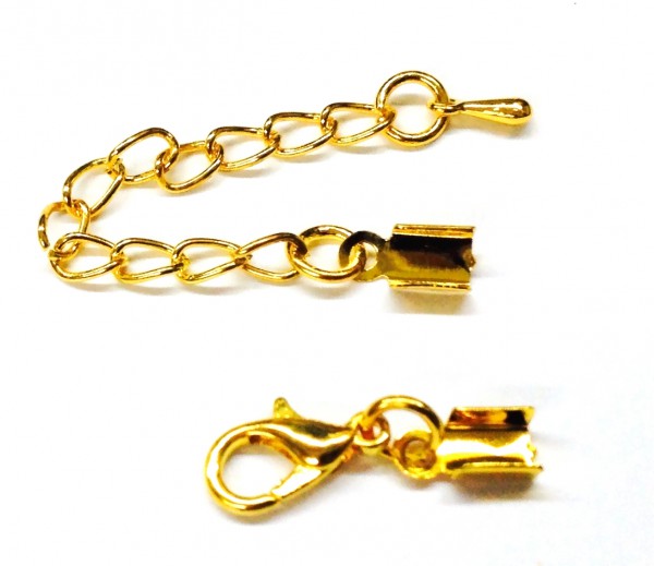 Universal closure, color gold -for flat bands up to 3 mm- lobster claw clasp 12 mm