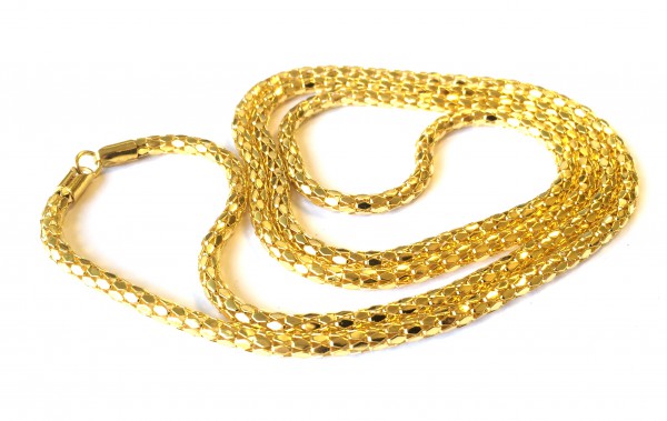 Schlangenkette 4mm - 1 Meter mit Endkappen und Öse - Farbe: gold