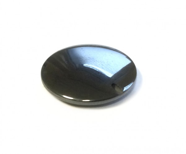 Hematite discs 20x5 mm – hematite glossy – 1 pcs. – diagonally drilled