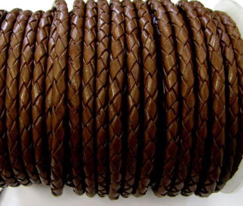 Leather strap braided approx. 3 mm – brown – 1 meter –