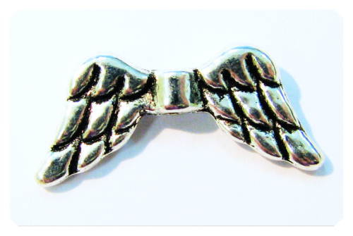Angel wings – double – 20 mm – antique silver colored