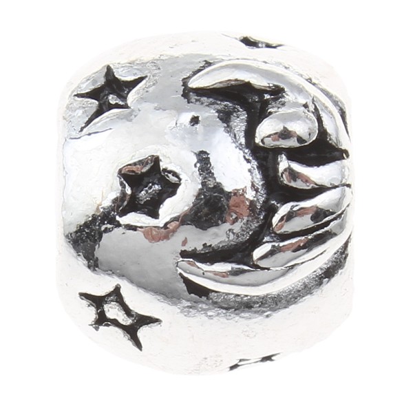 Moon Star bead 11x10 mm – antique silver – Large hole – 1 pcs.