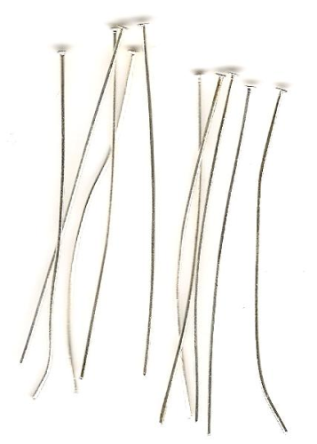 Headpins 70x0,6 mm – color: Silver – Head around 1.5 mm – 10 pcs