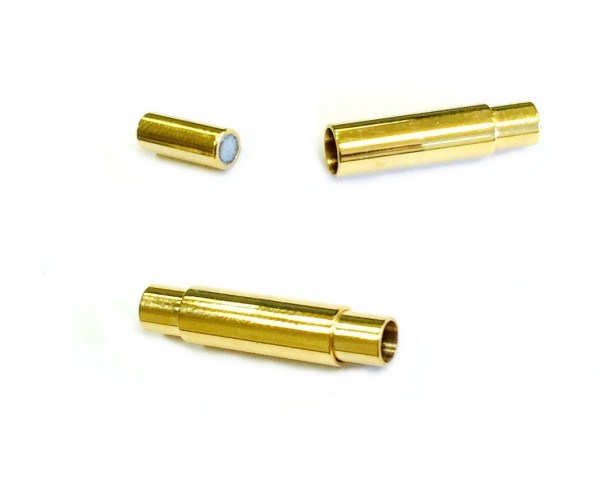 Magnetverschluss Edelstahl gold farbig- 1 Stück - Sonderposten - für 2mm Bänder