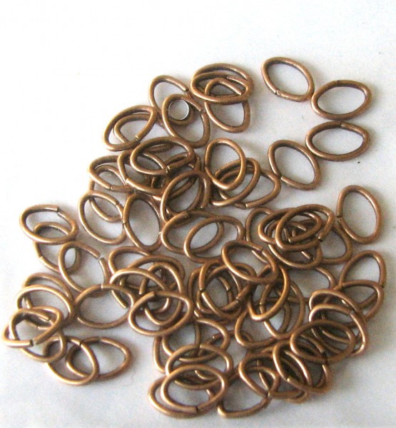 Jump rings / Binding rings oval 5x7x0,8 mm – 5 grams- approx. 60-65 pieces – color: Copper