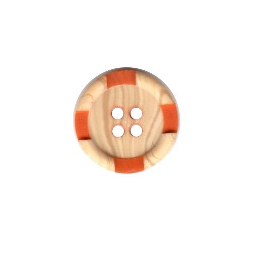 Button 15 mm – wooden structure – orange