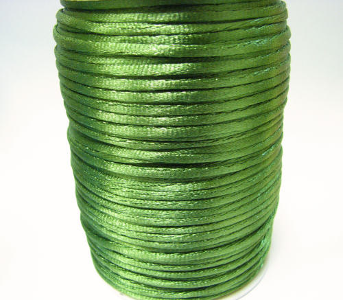 Silk ribbon 2 mm – grass green – 1 meter artificial silk