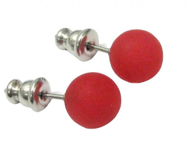 Polaris Earrings 8 mm --Stainless steel- 1 pairs – red