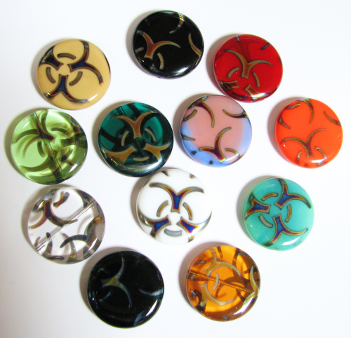 Bohemian glass disc 28x6mm, Vitrail steamed -12 pcs. in 6 different. Colors
