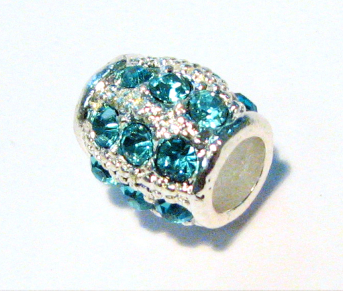 Crystal olive, turquoise, 13x11 mm – large hole