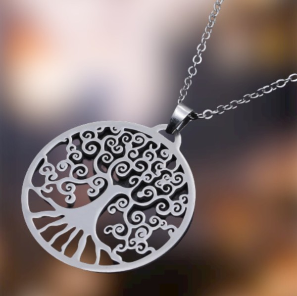 Chain with pendant Tree of Life - stainless steel - adjustable length