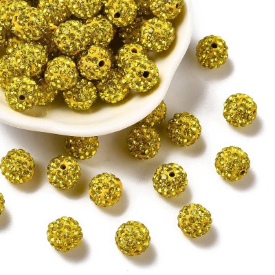 Shamballa Bead 10mm - citrine - with rhinestones PP13 - 1 piece