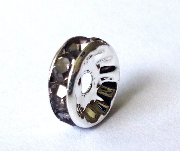 Rhinestone Radel 10 mm – silver coloured – Crystal: Black Diamond