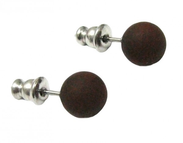 Polaris earrings 8 mm --stainless steel- 1 pairs – dark brown