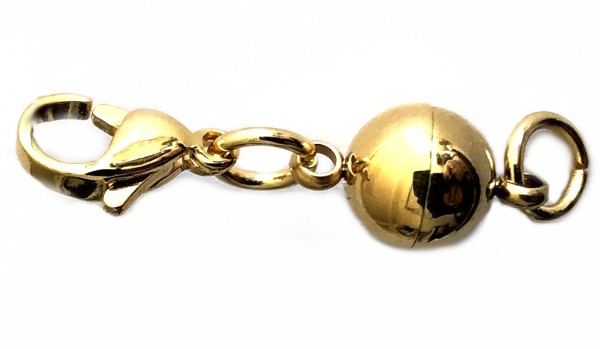 Universal Magnetic Clasp – necklace extender chain – Ball 8 mm - Stainless Steel gold colored