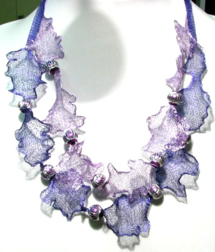 Lilac Purple with Alu Design Beads, Craft Set Fabric Ribbon