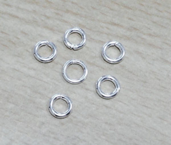 Jump rings / Binding rings 6mm x 0,8mm – silver 925 pieces – 6 pieces
