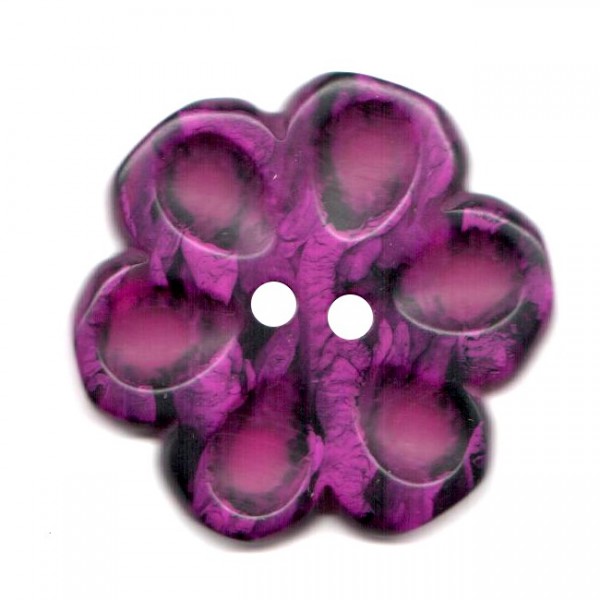 Button 44 mm – flower 2-colored – purple/black
