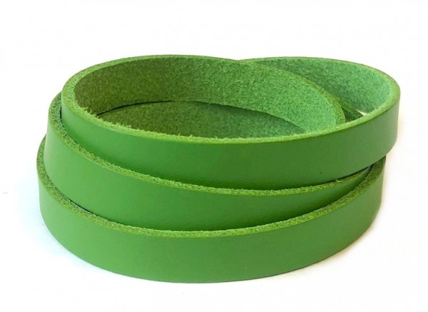 Leather strap flat 10 mm – green – 1 meter –