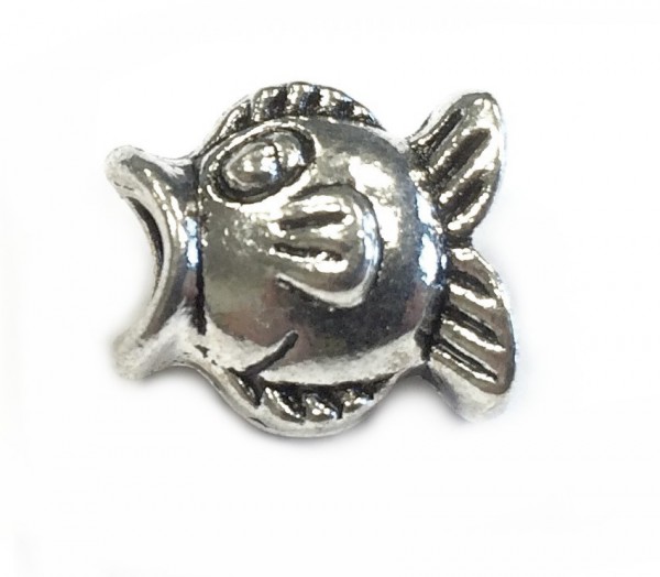 Fish bead 14x13x9 mm – antique silver – large hole