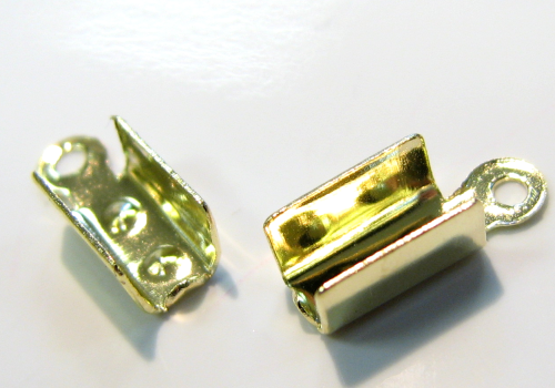 Endkappen - Bandklemmen für bis zu 4mm Bänder - 2 Stück - Farbe: gold