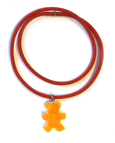 Kautschukkette mit Bärchenanhänger - orange