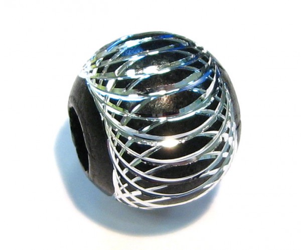 Aluminium bead 8 mm black/silver