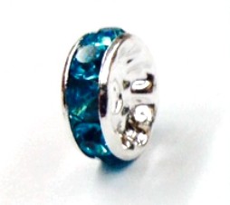 Rhinestone Radel 10 mm – silver coloured – Crystal: Blue Zirconia
