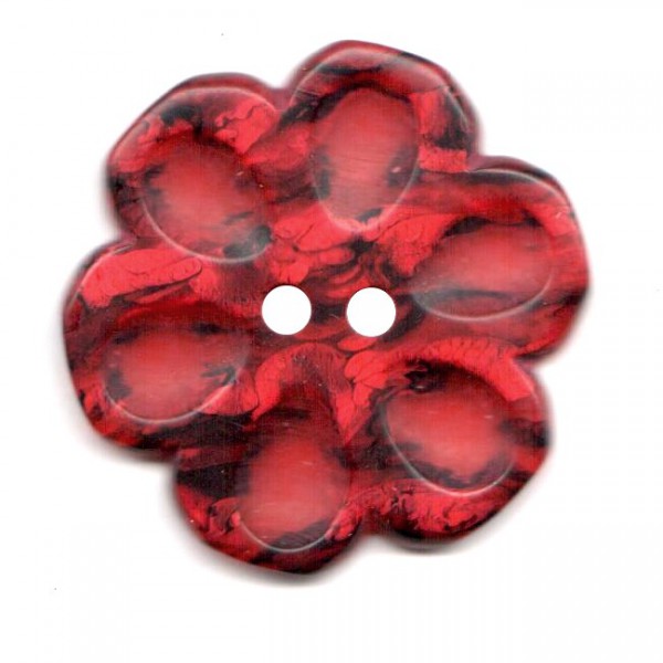 Button 44 mm – flower 2-colored – red/black