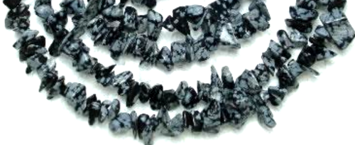 Edelsteinsplitterkette - Obsidian Schneeflocke 90cm