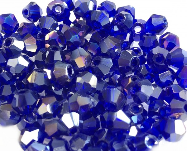 Bicone crystal 4mm - 100 pieces in zip bag - sapphire AB shimmer