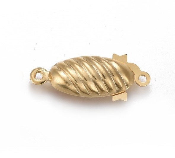 Verschluss für Perlenketten - Boxen Verschluss - Edelstahl gold farbig