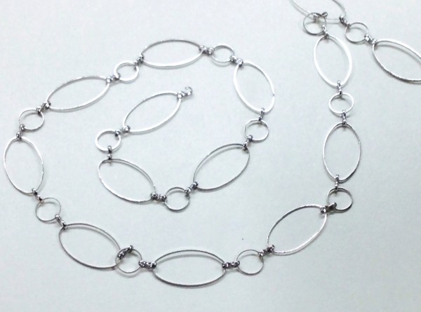 Gliederkette - 100cm - ausgefallenes Design - Oval-Rund - Farber: platin