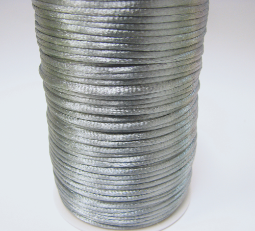 Silk ribbon 2 mm – silver grey – 1 meter artificial silk