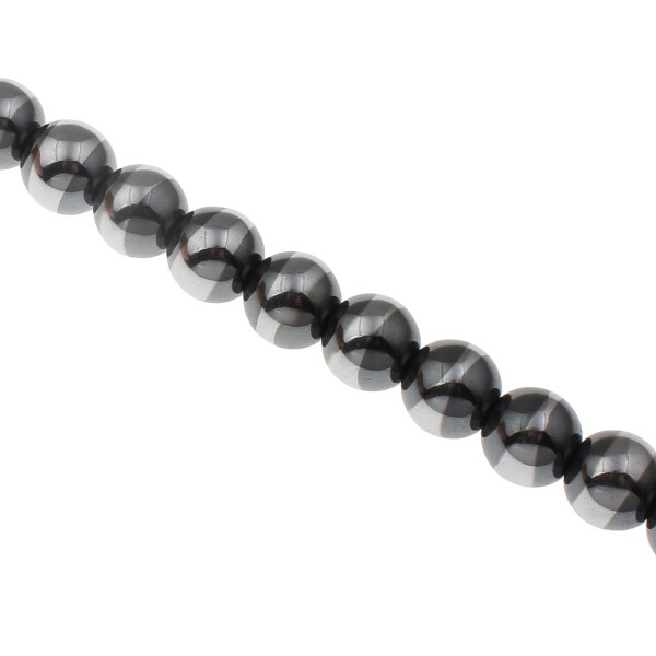 Hematite bead 10 mm glossy – silver coloured refined – 1 pcs.