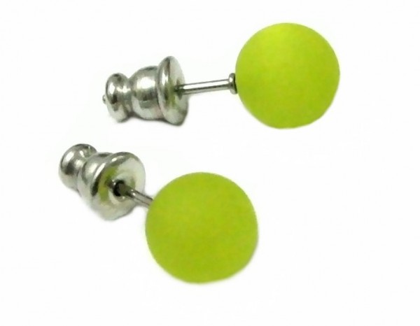 Polaris earrings 8 mm --stainless steel- 1 pairs – apple green