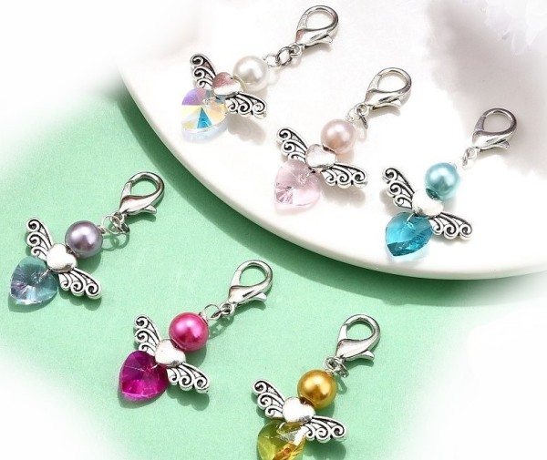 Angel with lobster clasp - Guardian angel - 4.5 cm - 6 pieces