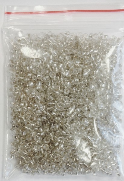 Glass beads approx. 2 mm – transparent – silver lined – 20 grams